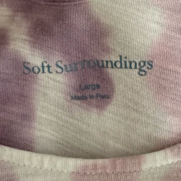 Soft Surroundings | Tie Dye 3/4 Sleeve Top Size Large Cut Out Back Scoop Neck - Picture 6 of 7